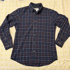 Mizzen + Main Medium Trim Fit Mens Long Sleeve Plaid America Navy Red White Blue